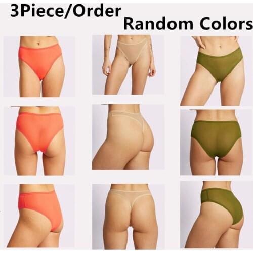3Piece/Order Random Colors Panties Thong Women Underwear High Quality Fashion Plus Size Briefs Comfortable Summer XS-3XL