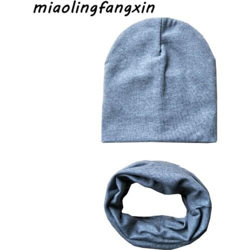 2020 Spring Baby Hat Set Autumn Winter Boy Neck Collar Girls Scarf Warm Neckerchief Kids Beanies Sets Cotton Children Hat Scarf