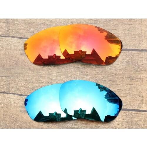Vonxyz 2 Pairs Ice Mirror & Ruby Mirror Polycarbonate Replacement Lenses for-Oakley Straight Jacket 2007 Frame