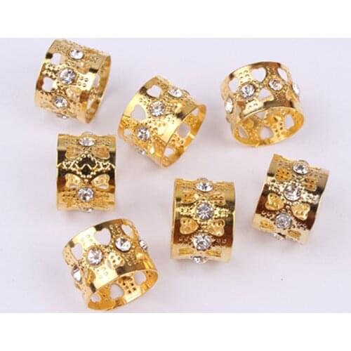10pcs Beauty Dreadlock Beads Silver Golden Adjustable Hair Braid Cuff Clip Metal Tube Lock 14*10mm Wholesale Hair Accessories
