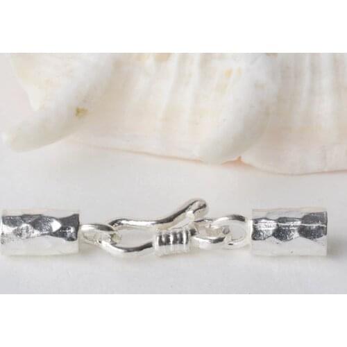 Solid 925 sterling silver Clasp Leather Cord End Cap , silver jewelry diy findings/components