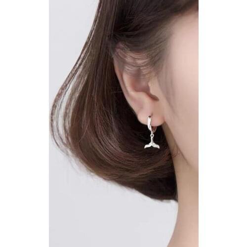 Mermaid Tail Hoop Earrings Silver Color Cubic Zircon Rose Gold Color Ear Jewelry For Women