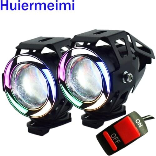 1Pair U7 Motorcycle LED Headlights 12V 125w Motorbike lamp Spotlight Motor Bicycle Fog Light 5Color moto auxiliary head lamp