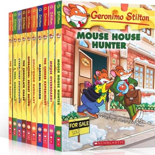 10 Books / Set Geronimo Stilton Humor Adventure Explore Brave Comic Fiction Parent Child Kids Story English Picture Storybook