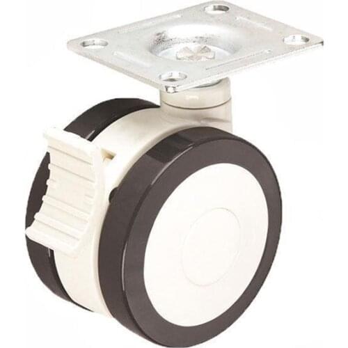 2 Pcs/Lot 3 Inch All Plastic Medical Caster Silent Black And White Double Wheel Beauty Instrument Ventilator Universal