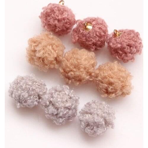 20 PCS 15mm New Autumn Winter Temperament Gentle Wool Bulb Charms Pendant Earring Accessories For Jewelry Making