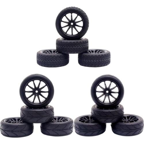 4PCS RC Model Car Soft Rubber Tyre 1/10 Touring Car Tires On Road Car Tram Model Upgrade Accessories Wheel Hub 12mm Hex Tyre
