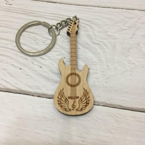 5pcs wooden music guitar keychain ring wood keychain keyring best wood gift