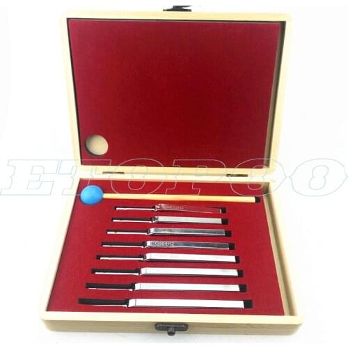 8pcs/set 256-512HZ Steel Tuning Fork Set Health Physics Vibration Medical Diagnostic + Mallet Vibration Therapy Medical Tools
