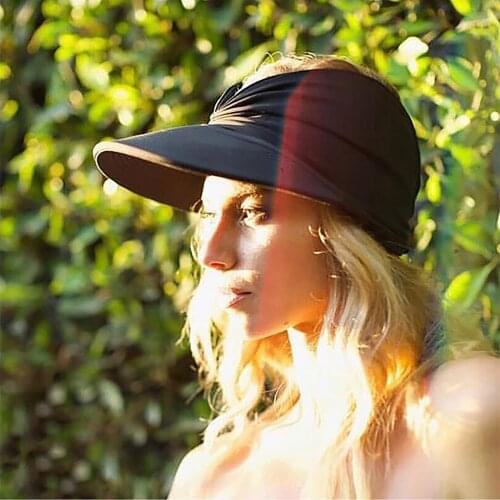 9Colors Unisex Empty Sun Hat with Wide Brim Knotted Ruched Visor Caps Bicycle Sunshade Hats UV Protection Summer Outdoor Sun Cap