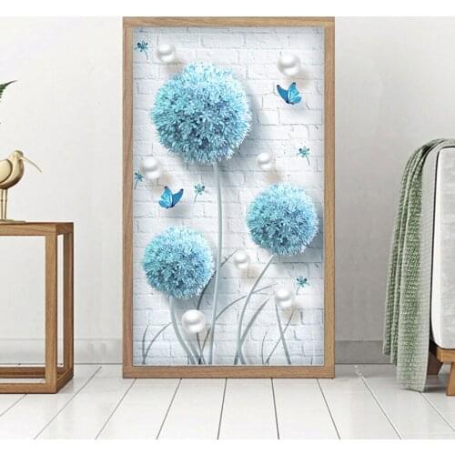 DIY 5D Diamond Embroidery,Round Diamond Crystal blue Flower butterfly embroider square Diamond painting cross stitch,needlework