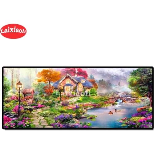 5d diy diamond painting dream house full square round diamond embroidery Villa garden natural lake 2020 New arrival mosaic decor