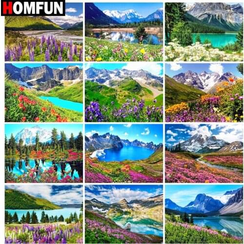 HOMFUN Diamond Painting Full Square/Round Diamond "Mountain landscape" Pattern Embroidery Cross Stitch 5D Rhinestone Painting