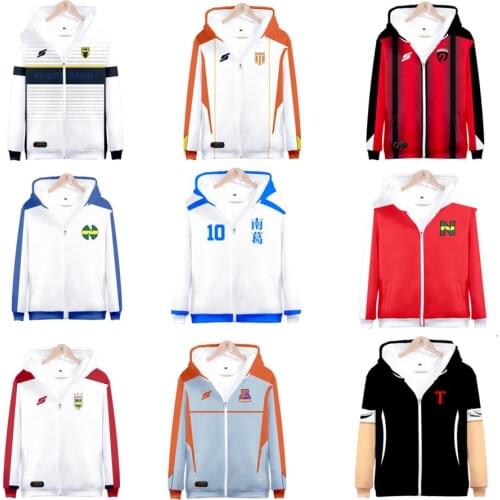 Anime Captain Tsubasa Ozora Tsubasa Kojiro Hyuga Cosplay Costume Unisex 3D Hoodie Zipper Hooded Jacket Soccer Jerseys Uniform