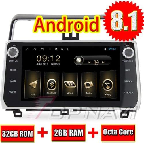 Car 2 dIN Player for Toyota Prado 2018 Octa Core 10.2'' Screen Android 8.1 2G 32G Auto Multimedia Navigation TOPNAVI Radio GPS