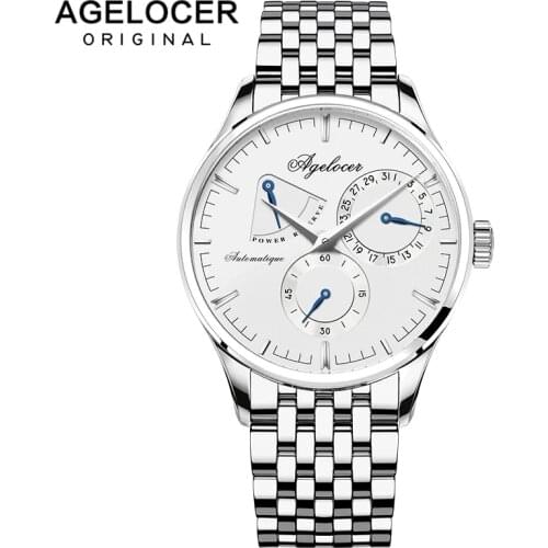 Agelocer Automatic Movement Mens Mechanical Wristwatches Luxury Sapphire Steel Self-wind Watch For Men Waterproof Bracelet 2021