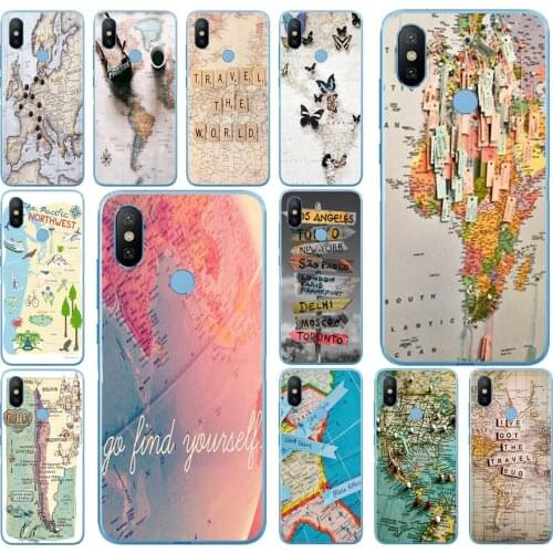 110DD World Map Travel Plans Clear Soft Silicone Cover Case for Xiaomi Redmi 6 6a mi 8 a2 lite note 5 6 pro 7 case