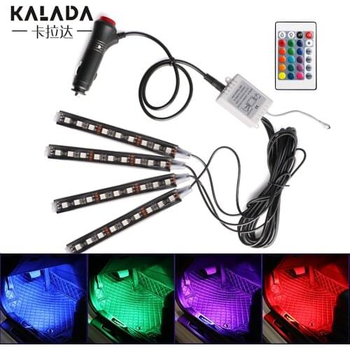 Decorate Atmosphere Car interior light auto indoor colors mood lighting floor diode lamp strip for car 12V with remote control