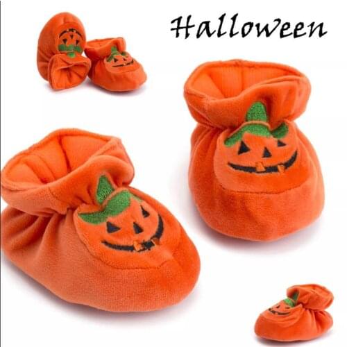 2020 New Fashion Halloween Pumpkin Pretty Toddler Baby Girls Boys Casual Crib Shoes 0-18M Cotton Print Elastic Waist Soft Shoes