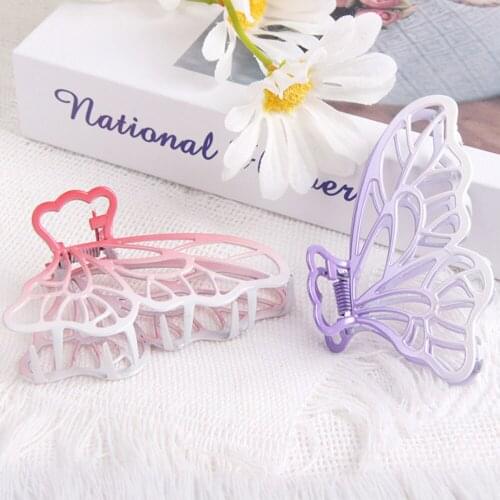 Gradient Tie-Dye New Fashion Big Metal Hair Claw Clips Big Size Butterfly Geometric Hair Barrettes Women Hair Accessories Gift
