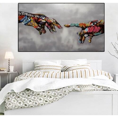 HUILIN Art Graffiti Street Art Painting Abstract Art Hand Wall Pictures For Living Room Wall Art Classic Posters and Prints