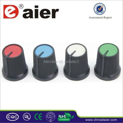 KA-485-2 Guitar Red Cap Plastic Knurled Knob 6mm Shaft Fender Amplifier Knobs