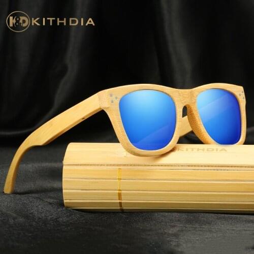 KITHDIA Brand Products Men Women Glass Polarized Bamboo Sunglasses Retro Vintage Wood Lens Wooden Frame Handmade #K2113