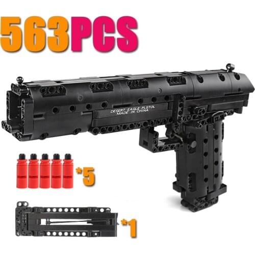 DIY Blocks Desert Eagle MP5 98K M4 QBZ95 Can Fire Bullets Set Pistol Model Assembly Micro Building Moc Toys For Kids Boys Gifts