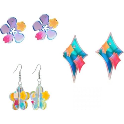 Korean Vintage Flower Earrings For Women Acrylic Y2K Colorful Charms Earrings 90s Style Jewelry Gossip Girl Aesthetics Wholesale