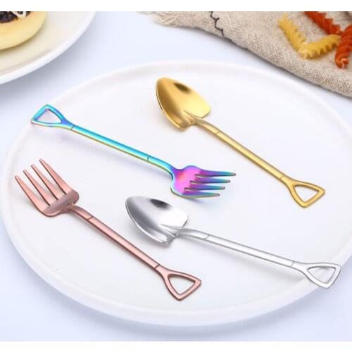 Creative Dessert Spoon Stainless Steel Coffee Mixing Childrens Fruit Fork Ice Cream Scoop Cake