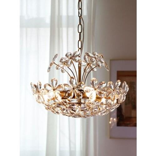 Postmodern Creative Crystal Chandelier Ceiling Luxury Bedroom Study Villa Simple Child Personality Iorn Petal Hanging Lights