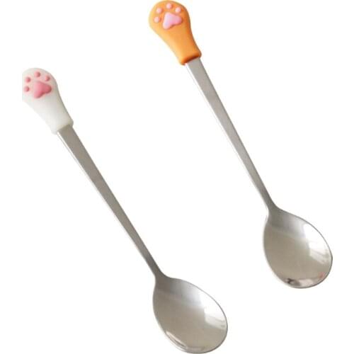 50LB Dog Cat Spoon Stainless Steel Pet Food Spoon Dog Can Spoon 5.91Inch Pet Feeding Supplies with Soft Cat Claw Design