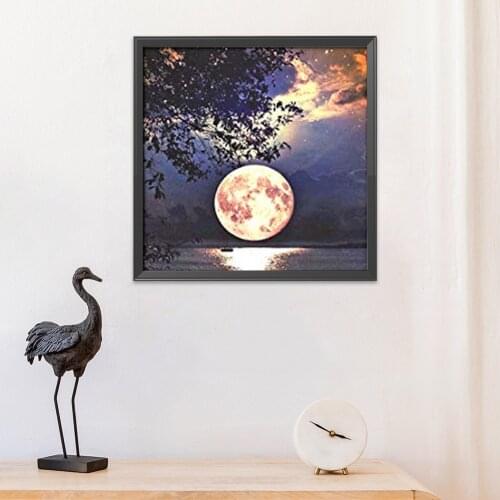 Moon Tree Cross Stitch 11CT Stamped Landscape DIY Embroidery Crafts Kits Home Handmade Wall Hanging Picture 40x40cm