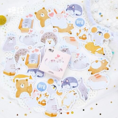 45pcs/box Cute Animal Adhesive Stickers DIY Decoration Stickers Stationery Stickers Escolar Papelari Labels Scrapbook Paper