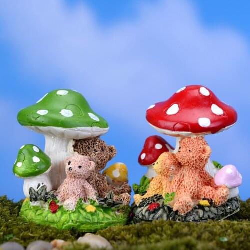 Red Mushroom House Mini Landscape House Fairy Garden Decoration Resin Crafts Ornament Miniature Fairy Garden Accessories