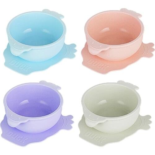 Silicone Baby Suction Bowl Spoon Set Slip Resistant Learning Feeding Tableware Kids Plate Tray Suction Cup Baby Dinnerware D0AF