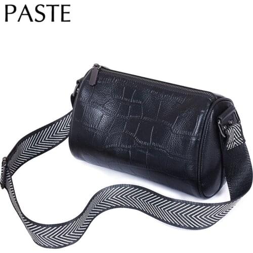 New Summer Crocodile Pattern Cowhide Leather Women Shoulder Bag Black Round Shape Rivet Design Crossbody Bag Small Dropshipping