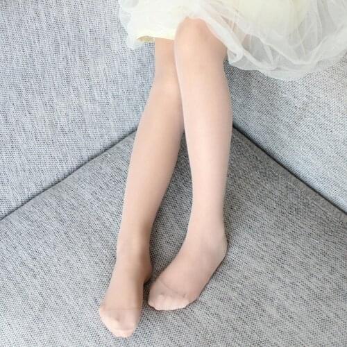 Summer New Children Girls Stockings Sheer Silk Ballet Stockings Transparent Pantyhose Candy Color white flesh for kids Toddler