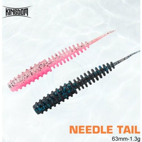 Kingdom Needle Tail Floating Action Fishing Lures 63mm 1.3g Artificial Silicon 20pcs/bag Lifelike Glitter Earthworm Soft Baits