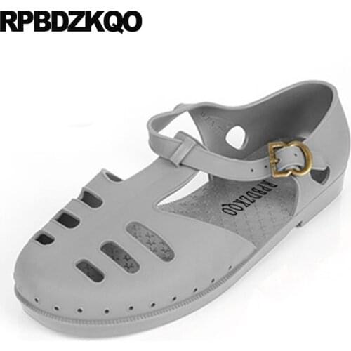 Beach closed toe water jelly breathable rubber thong fashion casual shoes mens sandals 2019 summer outdoor designer waterproof