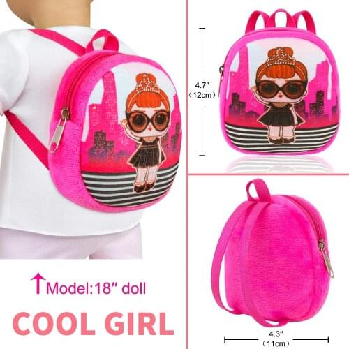 Hot Doll Backpack Cool Girl Cute Cartoon Bags Doll Clothes For 18 Inch American&43Cm Baby New Born Reborn Doll Toy