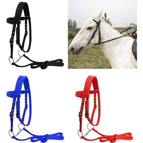 Durable Horse Bridle Horse Rein Headstall Thickened Halter Equestrian Gear 3 Adjustable Buckles Equipment For Horse