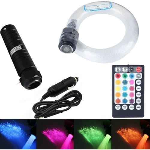 Remote controlled Sound Music Car 12V 6W RGB LED Fiber Optic Star DIY Ceiling Light source engine Lighting machine Device-Black