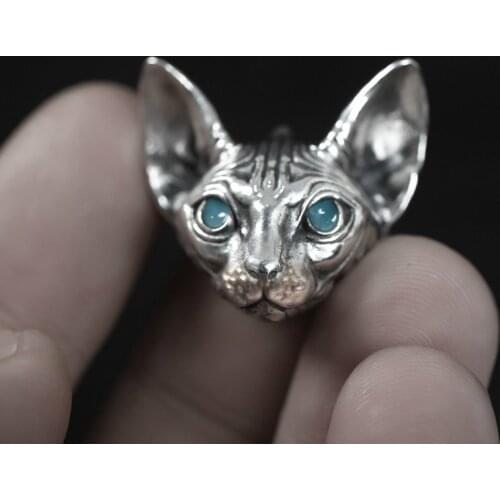 Retro Silver Plated Sphink Cat Stud Earrings Mens and Womens Punk Animal Cat Stud Earrings Punk Cool Earrings Fashion Jewelry