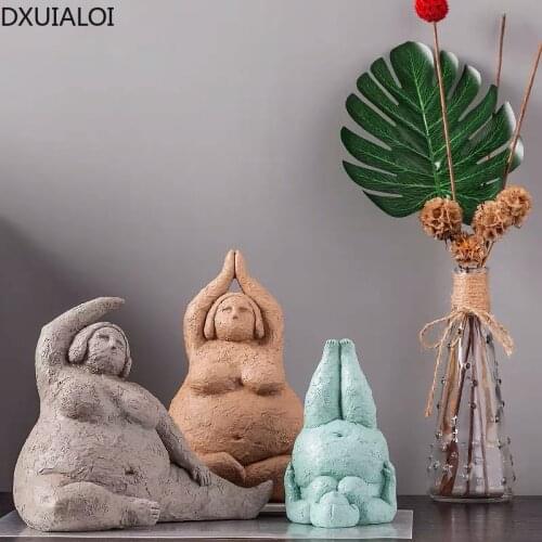 DXUIALOI Modern Simple Creative Resin Yoga Character Sculpture Decoration Office Living Room Bedroom Decoration Home Decoration