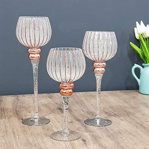 ACAR 3 Pcs Glass Large Candlestick Bronze V2