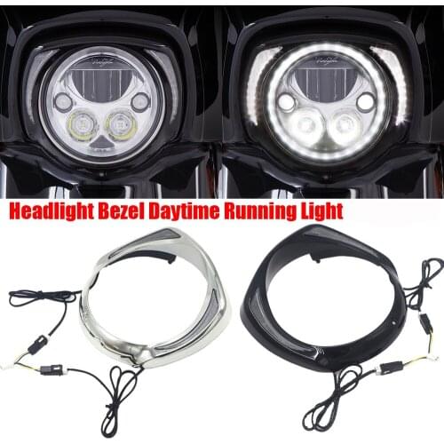LED Anti-Collision Headlight Bezel Daytime Running Light For Harley Touring Tri Road Street Electra Glide FLHTCU