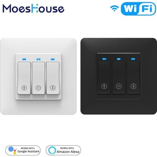 WiFi Smart Push Button Curtain Roller Blinds Shutter Switch Tuya Remote Control Motorized Motor Works with Alexa Google Home