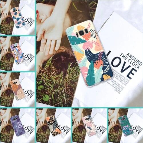 Flower Leaf Fashion Back Cover For Samsung Galaxy S5 S6 S7 Edge S8 S9 Plus Soft Phone Case Silicone For Samsung Note 9 8 5 4
