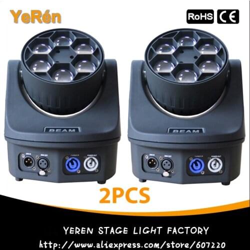 2PCS) Led Moving Head Light 6Pcs 15W Quad 4in1 RGBW Led Moving Head Beam DJ Effect Lighting Light